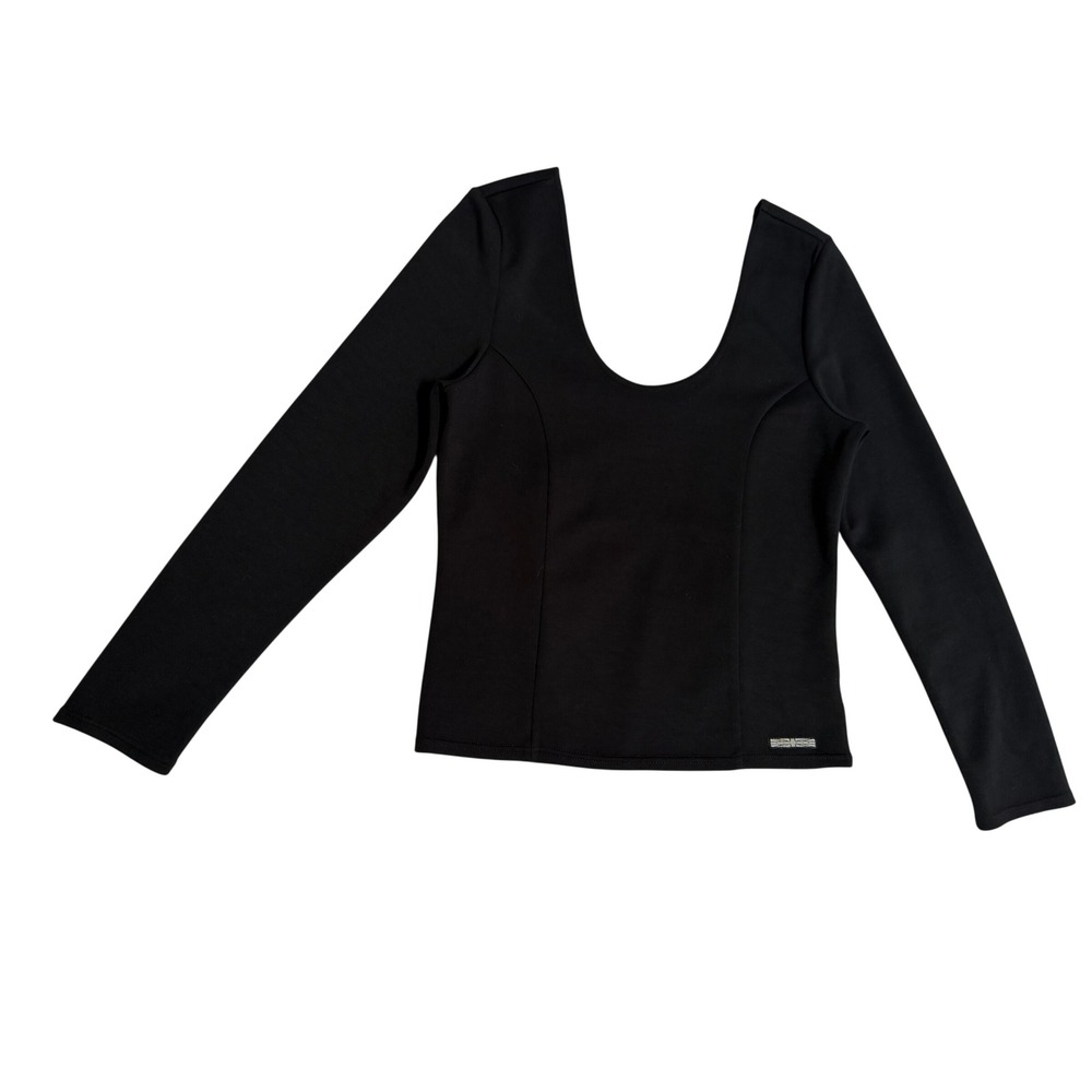 Hudson Scoop Neck Top Womens Large Black Excellent Long Sleeve Knit Minimalist